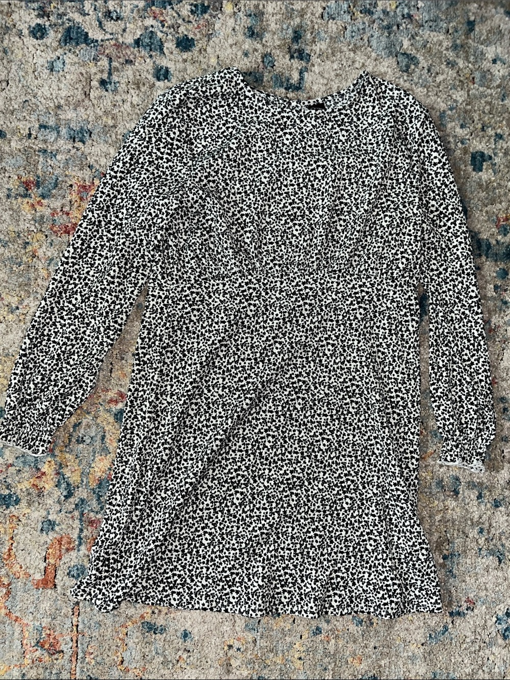 art class Black and White Long Sleeve Printed Girls' Dress